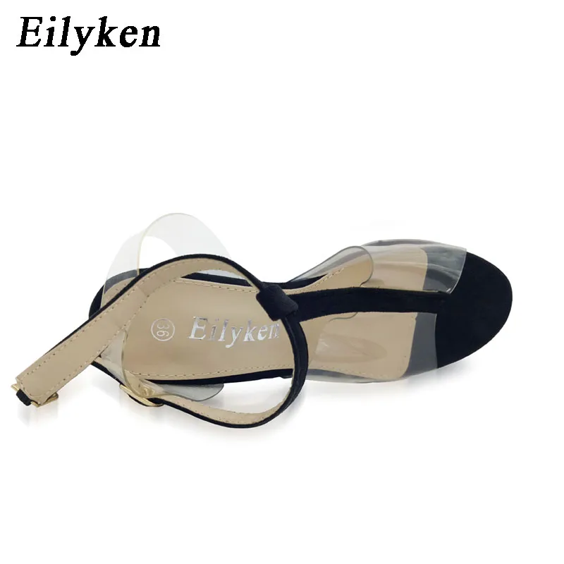 Eilyken новые женские сандалии из ПВХ туфли на высоком каблуке с ремешком щиколотке