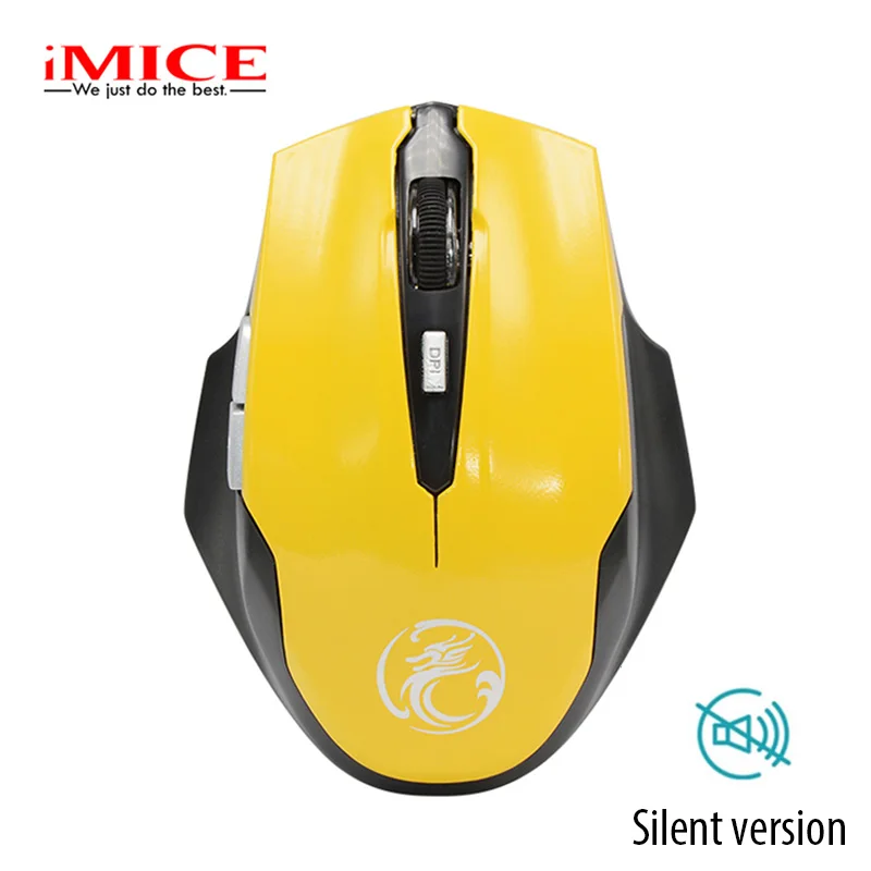 Yellow Silent Imice 2,4 ГГц Бесшумная беспроводная мышь, игровая эргономичная мини оптическая USB компьютерная Тихая кнопочная мышь, мыши для геймера, для ПК, ноутбука - Цвет: Yellow Silent