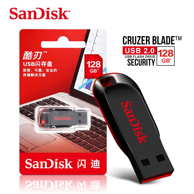 USB флеш-накопитель SanDisk CRUZER BLADE CZ50 USB 2,0 128 г 64 г 32 г 16 г 8 г 4 г мини-накопитель Флешка поддержка официальной проверки