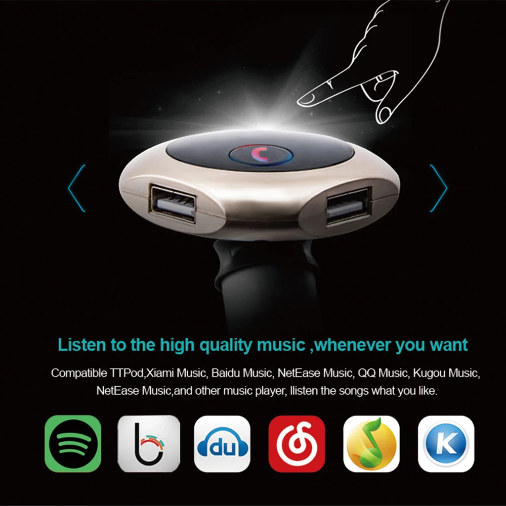 Q7 Bluetooth Автомобильный Зарядное устройство MP3 плеер телефонные звонки в режиме Hands