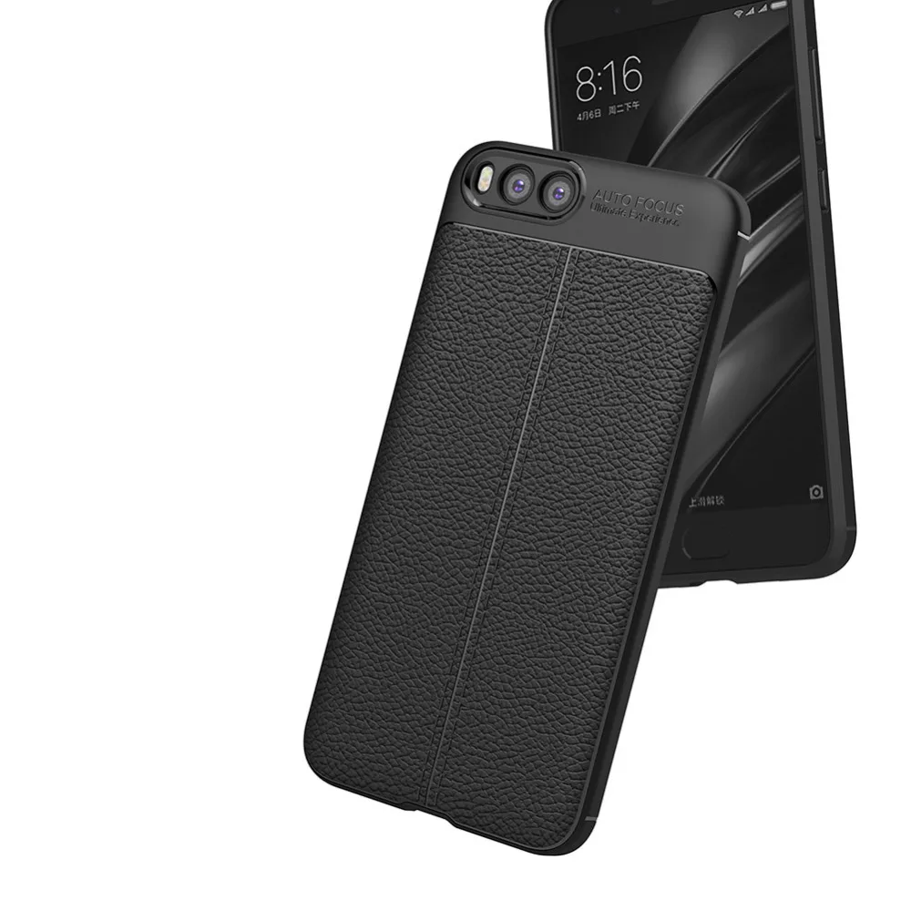 Роскошный мягкий ТПУ чехол для Xiaomi Mi 6 личи зерна гибкий противоударный