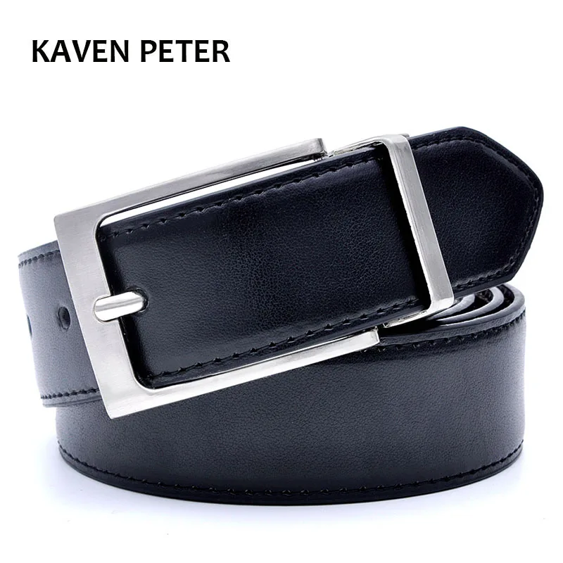 Mens Belt Formal Leather Reversible Buckle Belts Mens Leather Handmade Belt Hot Fashion Cowhide Leather Male Belt Black Color