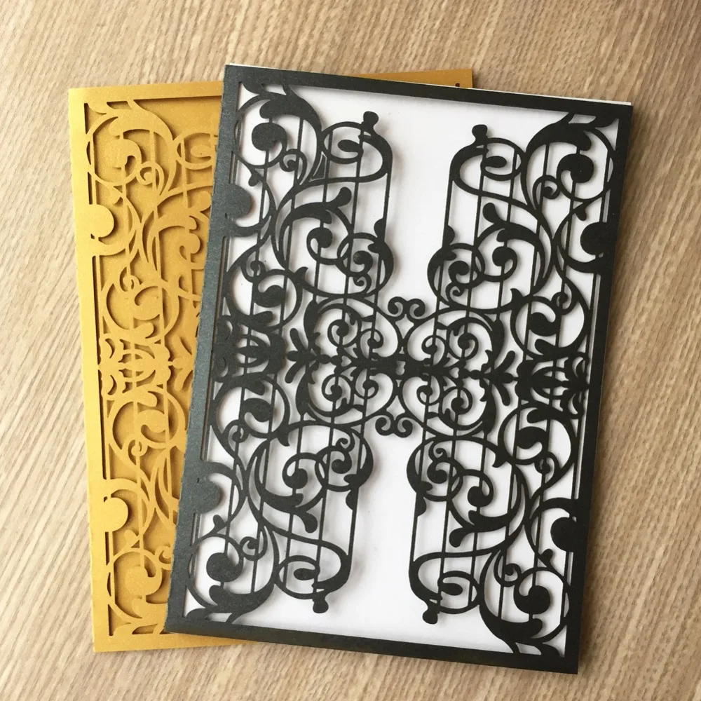 

50Pcs Music theme Party Birthday Decoration Wedding Invitation Card Greeting Blesing card Laser Cut Pearliscent Paper Card