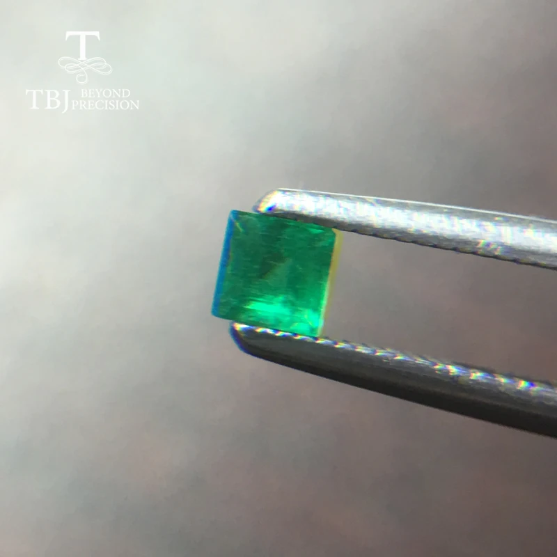 Tbj, натуральный изумруд квадратный 3 мм 0.15ct за штуку небольшое включение драгоценный камень для diy ювелирных изделий