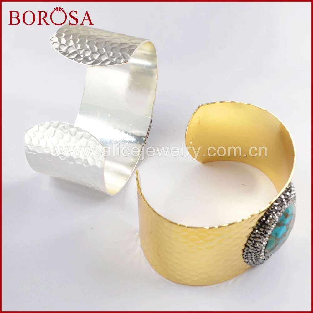 BOROSA 3 шт. Золотой/Серебряный цвет медный бирюзовый браслет Druzy натуральный синий