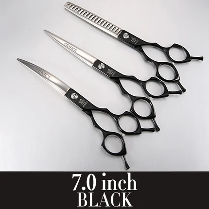 7.0 black Fenice профессиональные японские красочные 440c 6,5 дюймов ножницы для ухода за собакой Набор Резак тоньше чунковые изогнутые ножницы - Цвет: 7.0 black