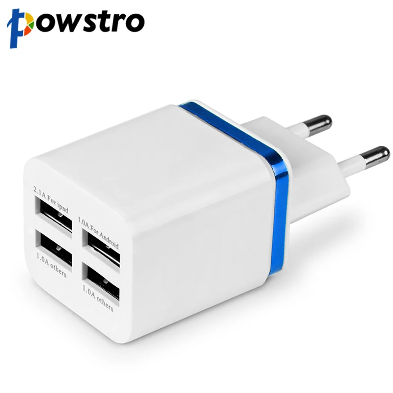 Универсальное сетевое зарядное устройство Powstro с 4 USB-портами 2 1 А | Мобильные