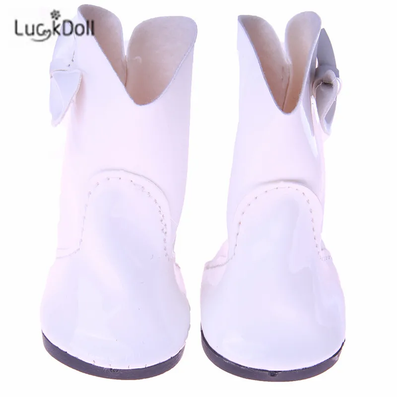 Модные белые кожаные ботинки LUCKDOLL подходит для 18 дюймовых американских кукол