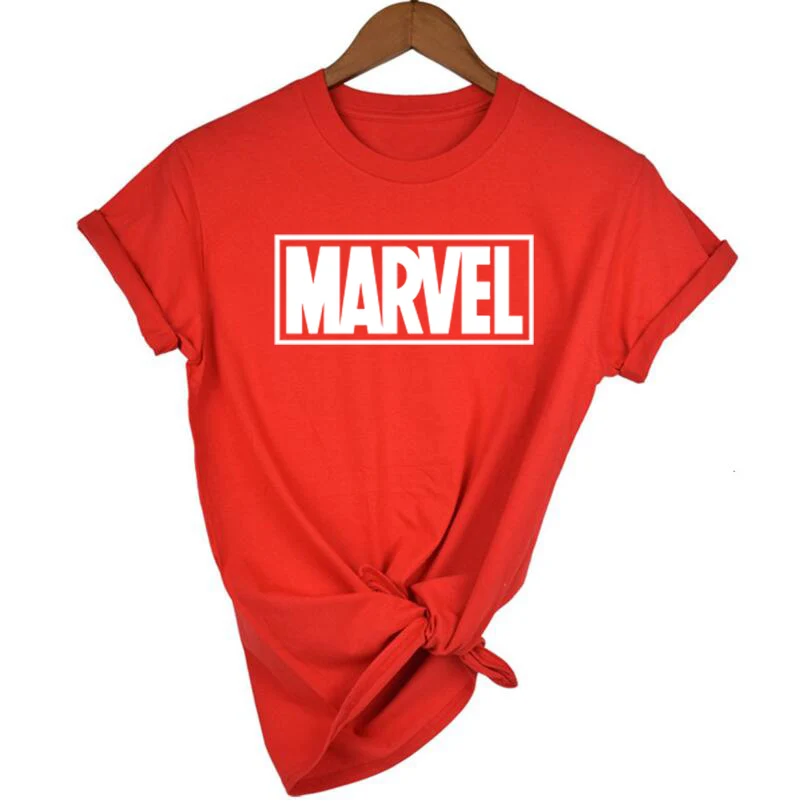 Летняя футболка с надписью MARVEL, Женская Повседневная футболка с коротким рукавом, женские топы размера плюс, Забавные футболки