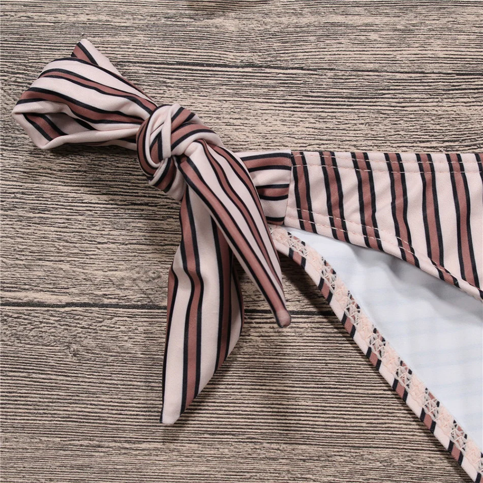 2018 Sexy Bikini Swimwear Women Swimsuit Bandage Bathing Suit Brazilian Set Striped Bottom Solid Female Beachwear Biquini |