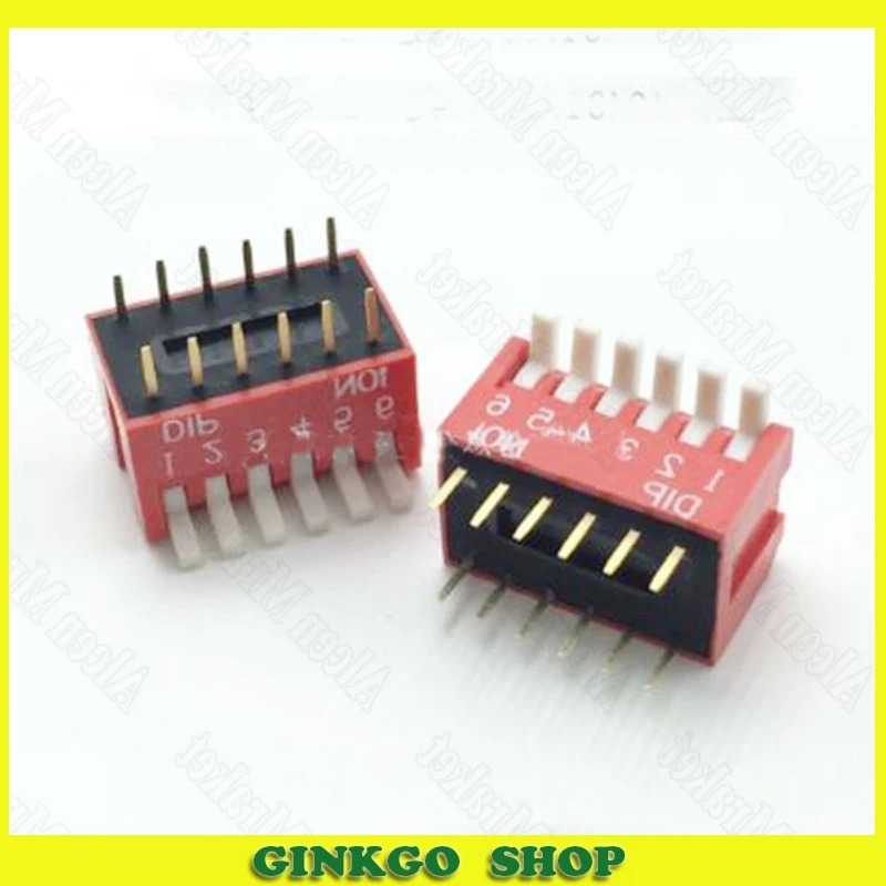 

200pcs/lot 6P Side Keys DIP Switch 6Position 2.54mm Spacing Red DIP Switch