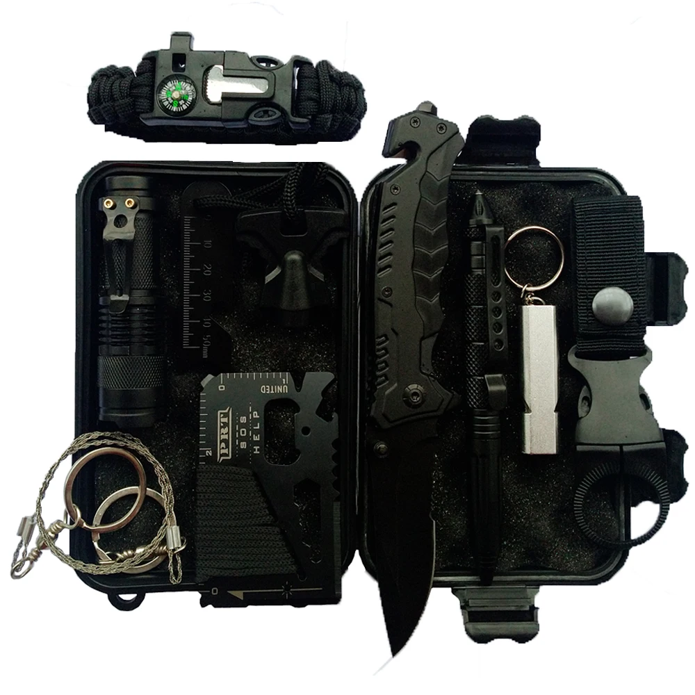 

10 in 1 Survival Kit Set Outdoor Camping Travel Multifunction First aid SOS EDC Emergency Supplies Tactical for Wilderness
