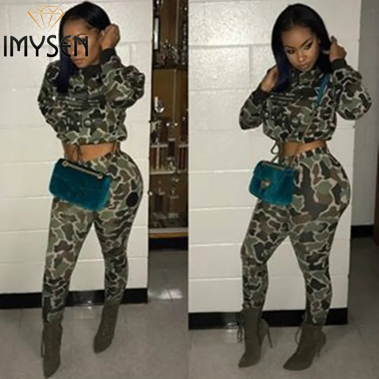 Imysen 2018 Демисезонный камуфляж Для женщин комплект из двух предметов водолазку