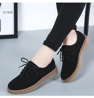 new genuine leather women flat shoes lace up autumn sneakers oxford shoes female moccasins casual flat retro women shoes