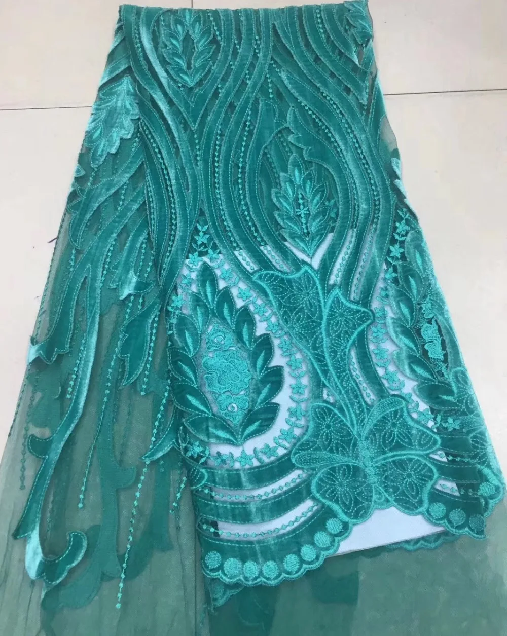 

Latest African Lace Fabric 2018 High Quality Royal Blue Velvet Lace Cotton Dresses For Evening Dresses TS7057