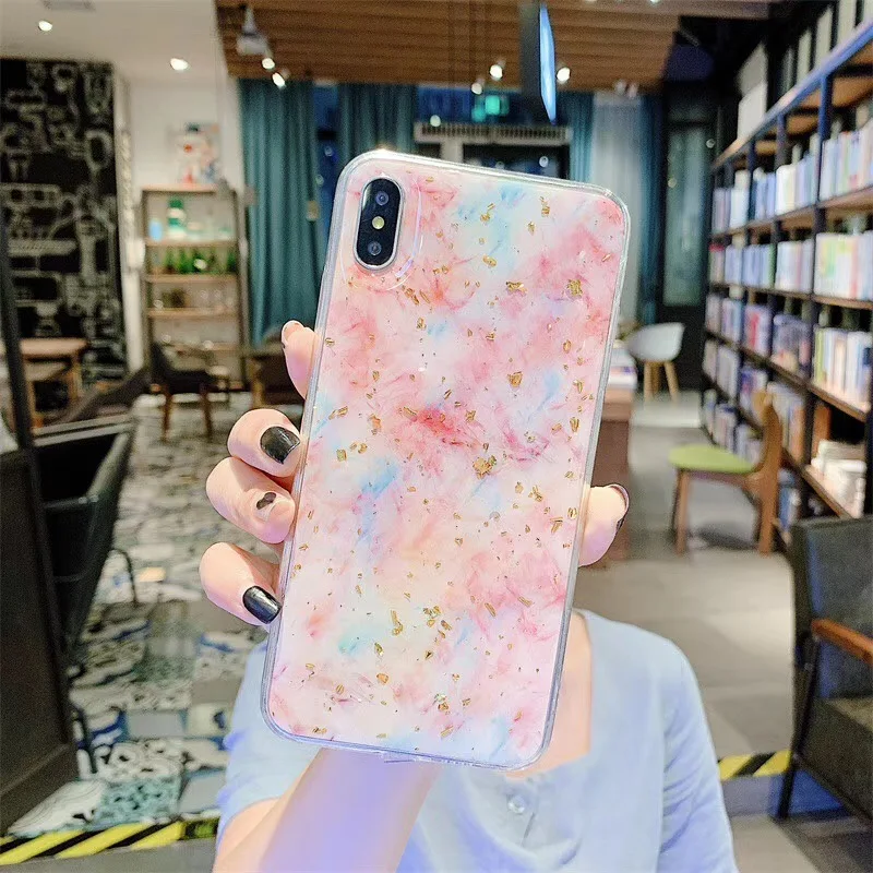 Чехол для iPhone Xr X Xs Max корейский Блестящий блестящий чехол с кольцом и подставкой