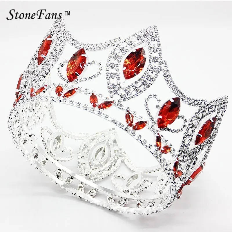 StoneFans ювелирные изделия для волос большая королева невесты Круглая Корона Свадебные цвета Круглый черный кубический цирконий Корона королевские тиары и короны