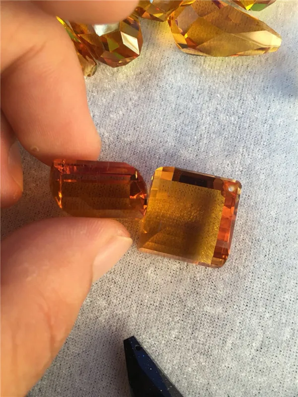 Yellow crystal polygonal pendant DIY jewelry yellow stone | Украшения и аксессуары