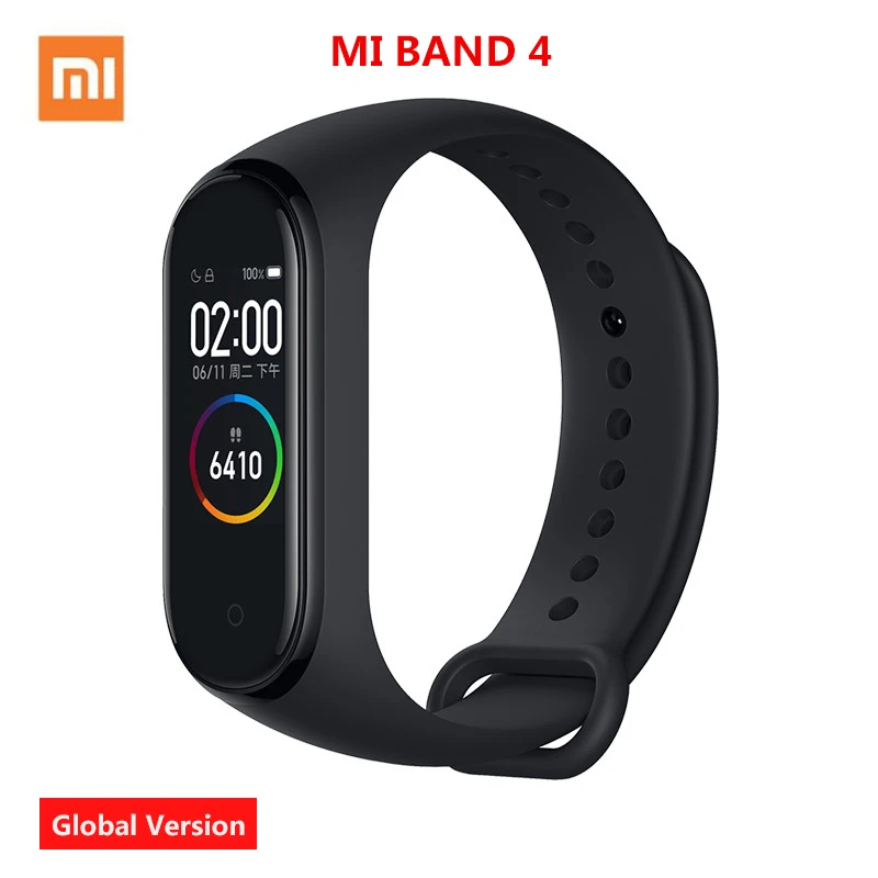 Global Version black Xiaomi mi-браслет 4 смарт-Браслет спортивный фитнес-трекер Шагомер мониторинг сердечного ритма фитнес-браслет для xio mi Band 4 - Color: Global Version black
