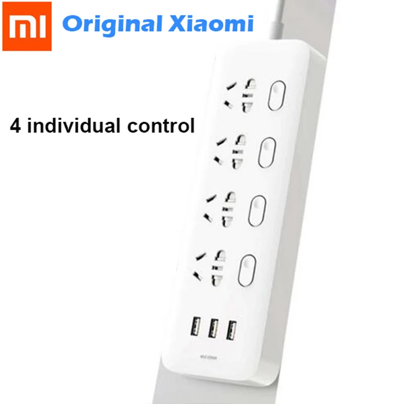 Оригинальный удлинитель Xiaomi Mijia 4 розетки отдельных переключателя 5 В/2 1 А 3 USB