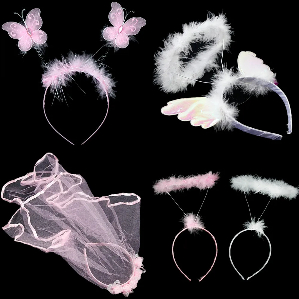 

10x Children Cartoon Headband Headwear performance kindergarten animal angel crown butterfly hair Accessories Cosplay Christmas