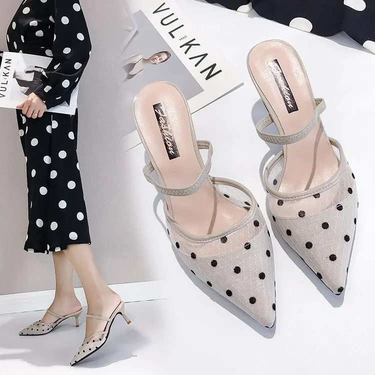 2019 новые туфли Muller с волнистым носком сетчатые полутапочки надписью на улице