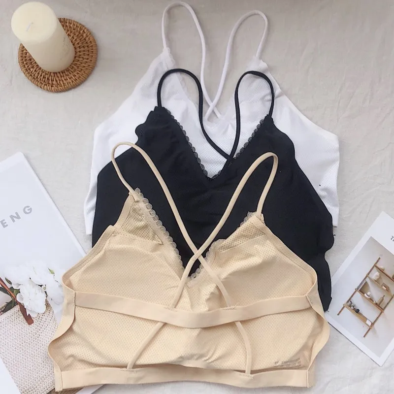 Новый сплошной цвет v-образный вырез Ice Silk Vest Bralette X без бретелек ремень красота
