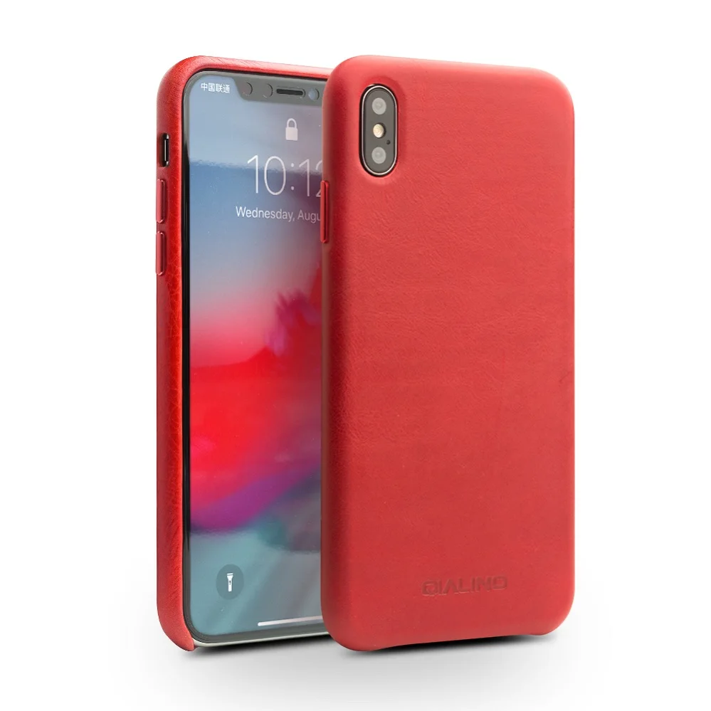 QIALINO чехол для телефона из натуральной кожи для Apple iPhone X/XS, модный роскошный Ультратонкий чехол ручной работы для iPhone XS Max - Цвет: Red