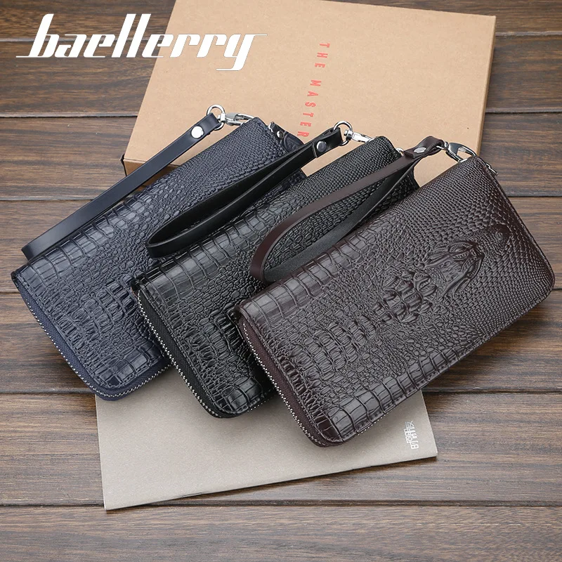 Мужской кошелек Baellerry с узором аллигатора большой объем длинный клатч кошельки