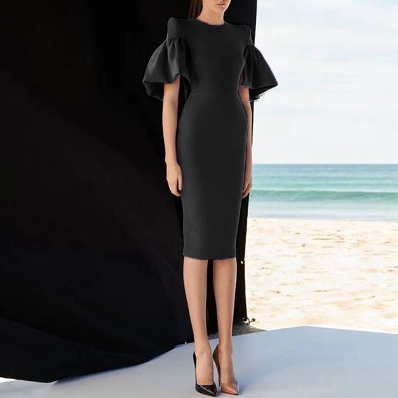 INDRESSME, новинка, модное Клубное платье с круглым вырезом и рюшами, Короткий плащ, рукав, женские вечерние платья, облегающее платье миди, фиолетовое платье для офисных леди