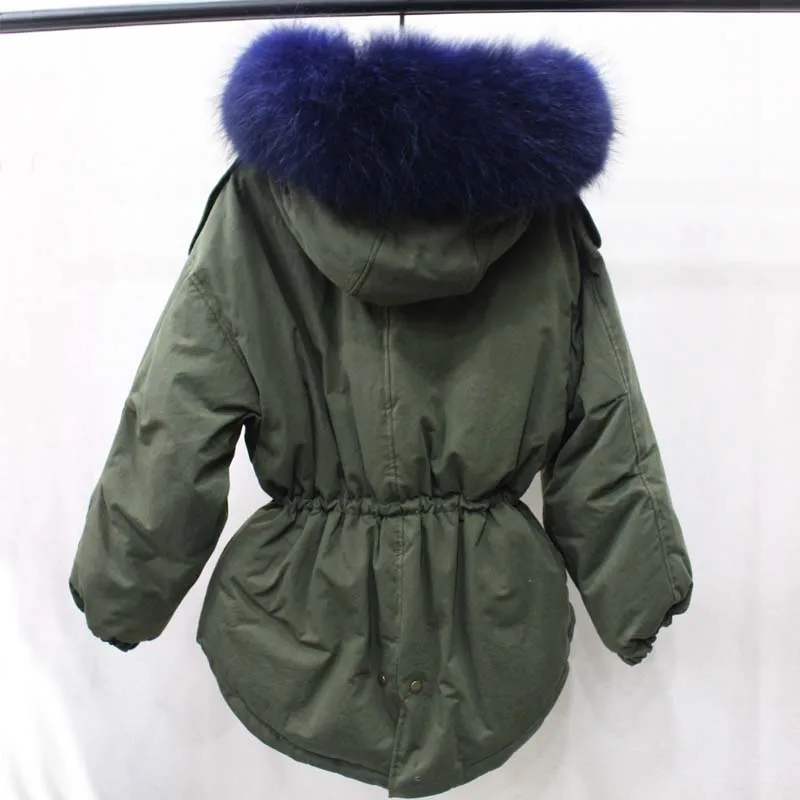 2018 парка для женщин Зимняя армейская зеленая белая куртка на утином пуху большая