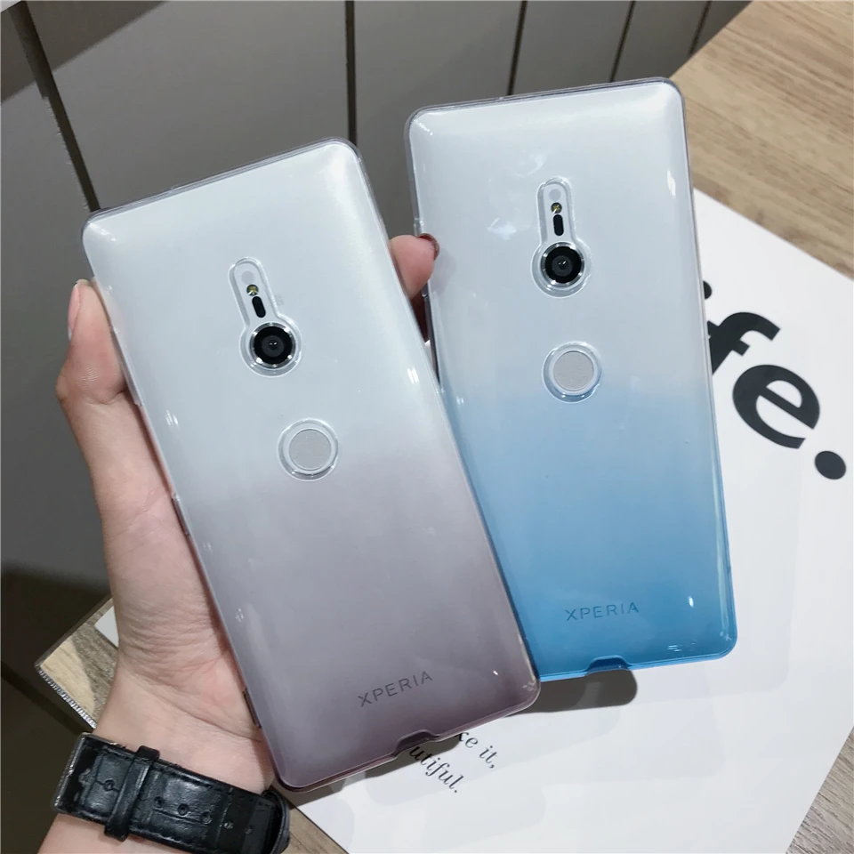 Тонкий градиентный чехол для Sony XZ3 XZ XZ1 XZ2 XZ4 Compact Z5 Cover TPU силиконовый мягкий Xperia X XA