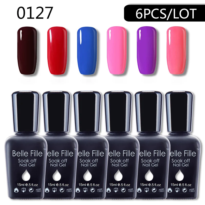 BELLE FILLE 15 мл УФ гель для ногтей 6 шт./партия телесный розовый отмачиваемый Гель