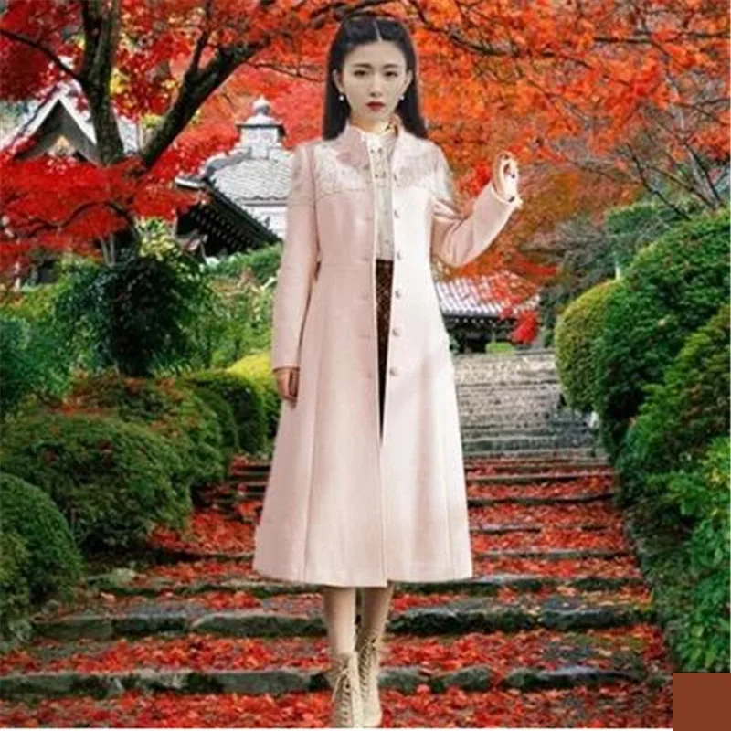 Большие размеры Женская мода MS осень и зима шерстяное пальто новое ретро толстое