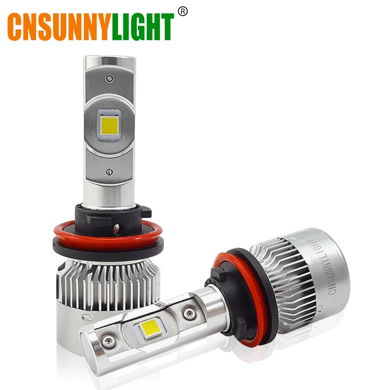 CNSUNNYLIGHT COB светодиодный H7 H4 H11 Автомобильные фары с радиатором мини размера 12000LM 5500K автомобильные фары для передних противотуманных фар