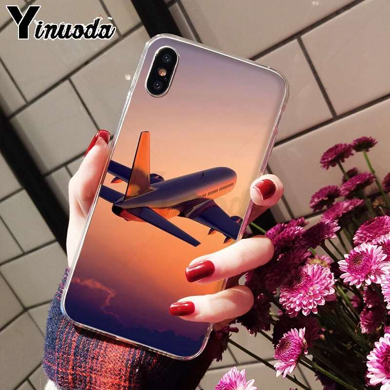 Yinuoda Airplane At The Sunrise Airplane мягкий чехол из ТПУ для телефона iPhone 6S 6plus 7 7plus 8 8Plus X Xs MAX 5 5S XR