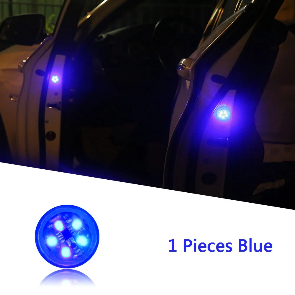 Blue x 1 Lights Светодиодный предупреждающий свет для открывания двери автомобиля, беспроводной магнитный индукционный стробоскоп, мигающий, защита от столкновений сзади - Испускаемый цвет: Blue x 1 Lights