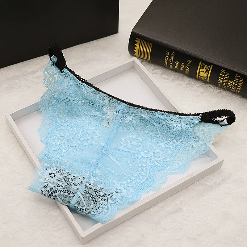 

Women Transparent Sexy Lace Underwear Female Flower Embroidery Panties Ladies Temptation Briefs