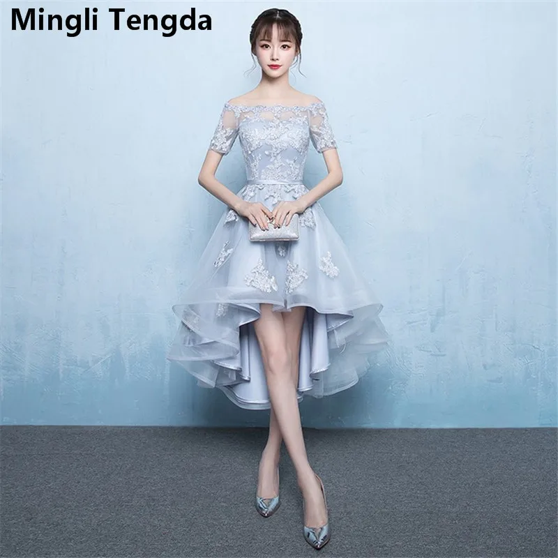 Mingli Tengda серое/женское платье с вырезом лодочкой для свадебной вечеринки