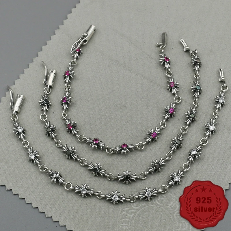 925 серебро браслет новый ретро модные панк инкрустированные метеорит форме