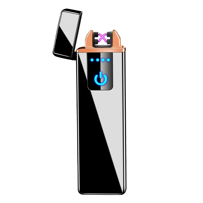 USB зарядка Электронная Зажигалка Мини двойная дуговая LED сенсорный сенсор