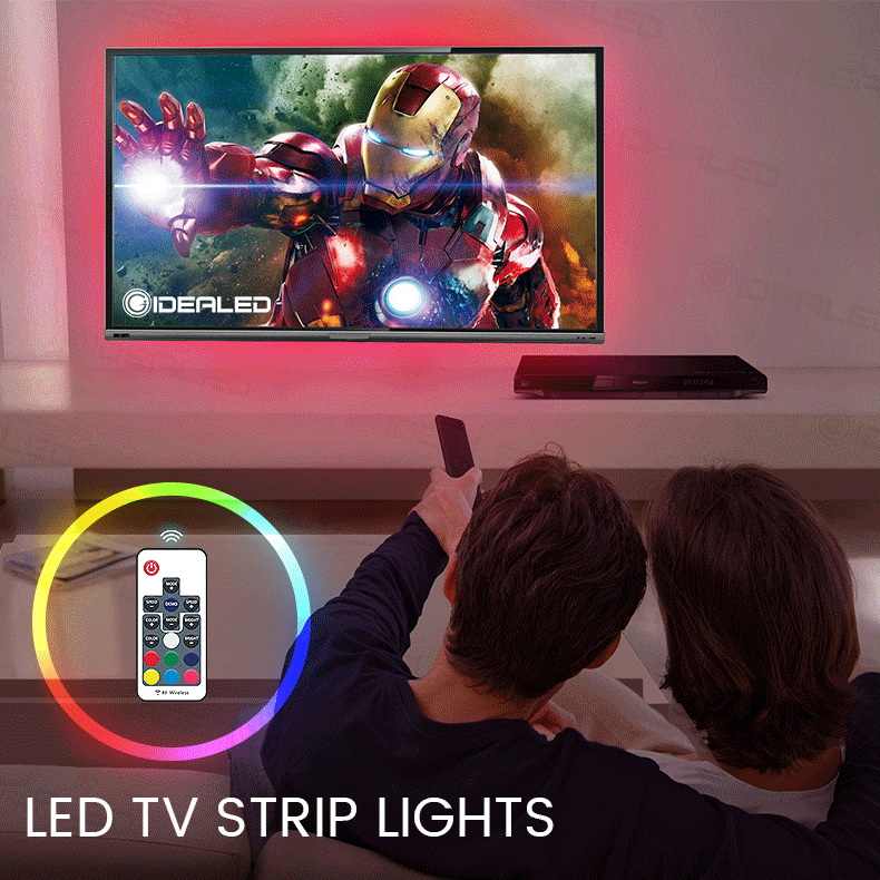 ТВ светодиодные полосы света приложение RGB цвет сменный для 40-60 дюймов HD tv 6.6ft USB питание 5 в Светодиодная лента с радиочастотным пультом, ТВ ПОДСВЕТКА комплект
