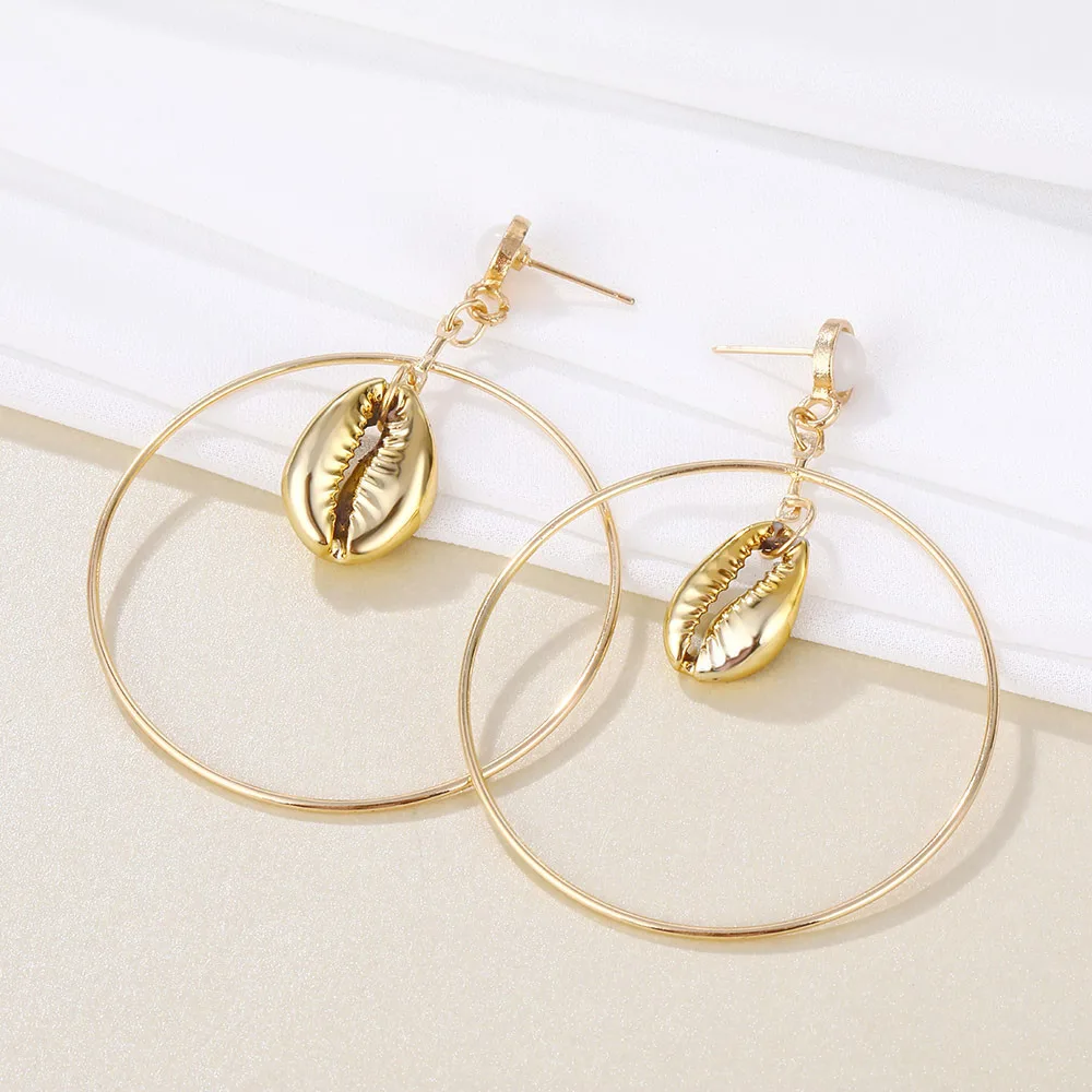 3 Pairs/set Steampunk Gold Big Circle Shell Pendant Earrings Statement For Women Weddings Party Geometric Jewelry Gift | Украшения и