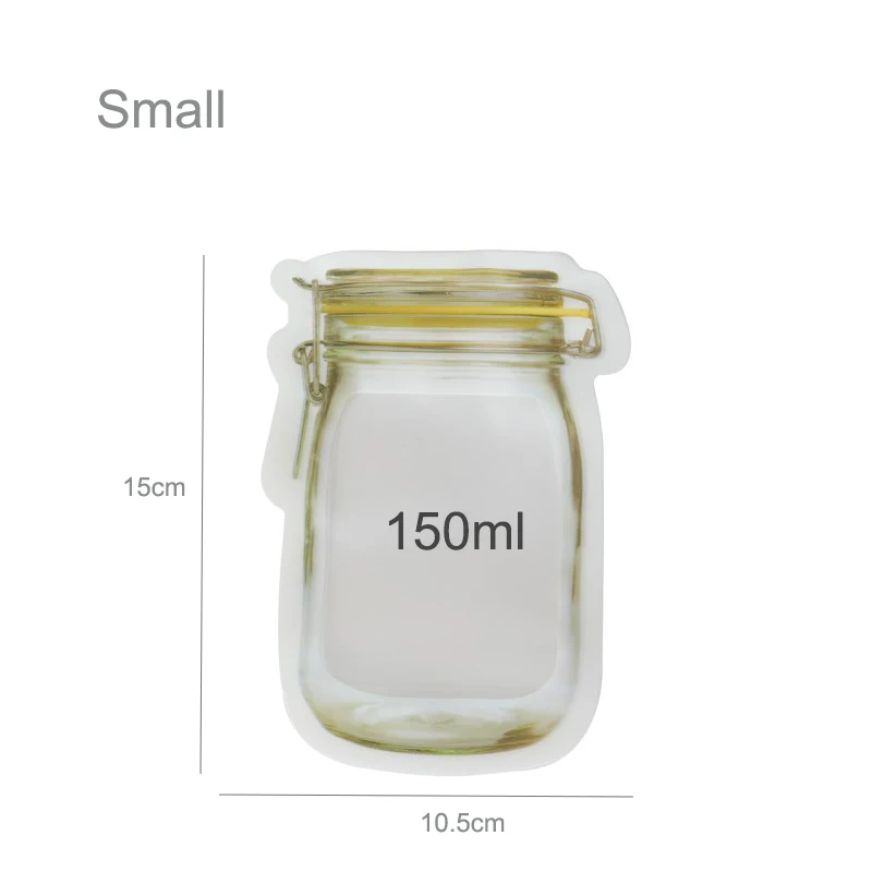 5 шт портативная пищевая Герметичная сумка для хранения Mason Jar shape Snack Candy на молнии сумки для хранения кухня с морозильной камерой для хранения сухих продуктов сумка