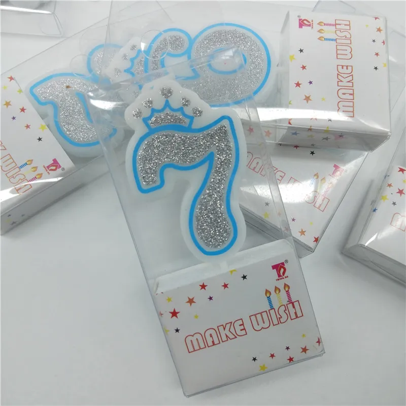Свечи с цифрами 0, 1, 2, 3, 4, 5, 6, 7, 8, 9, блестящие серебристые, розовые, голубые свечи с короной для детей, девочек и мальчиков, украшения для торта для вечеринки на день рождения