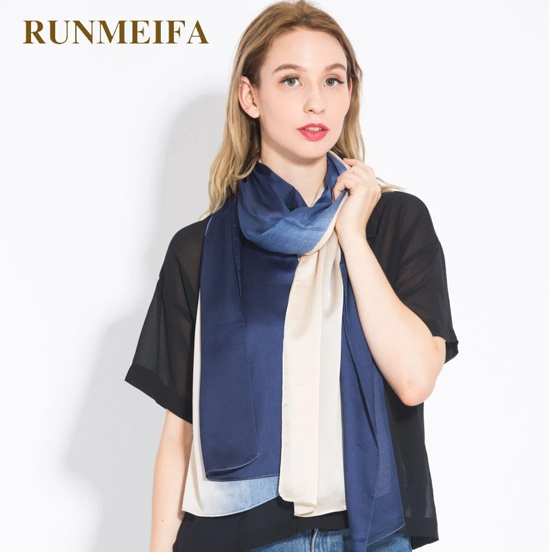 [RUNMEIFA] Новые Модные Шелковые шарфы пашмины для женщин весна осень тонкий градиент
