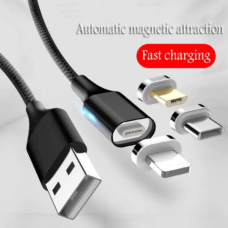 Магнитный Micro USB кабель 3A для iPhone XS XR X 7 6 samsung LG type c Быстрая зарядка магнитное