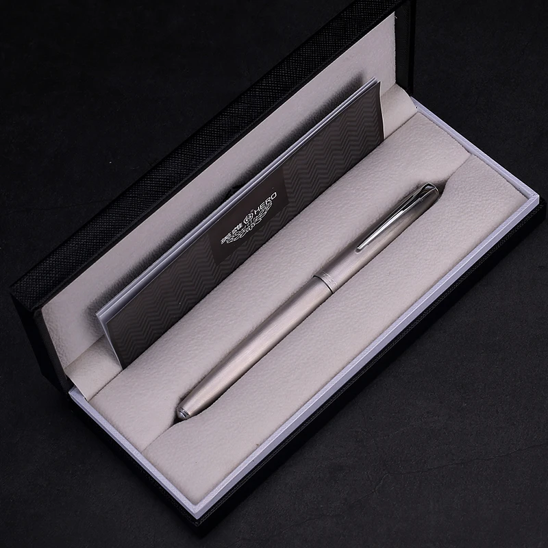 Герой 100 14K золото матовое серебро сталь авторучка с конвертером классический подлинный качество выдающееся письмо подарочный набор ручек