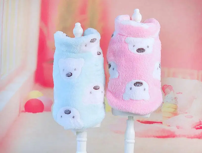 Плюшевый материал Два фута Пальто для собак с принтом головы медведя Хлопковые