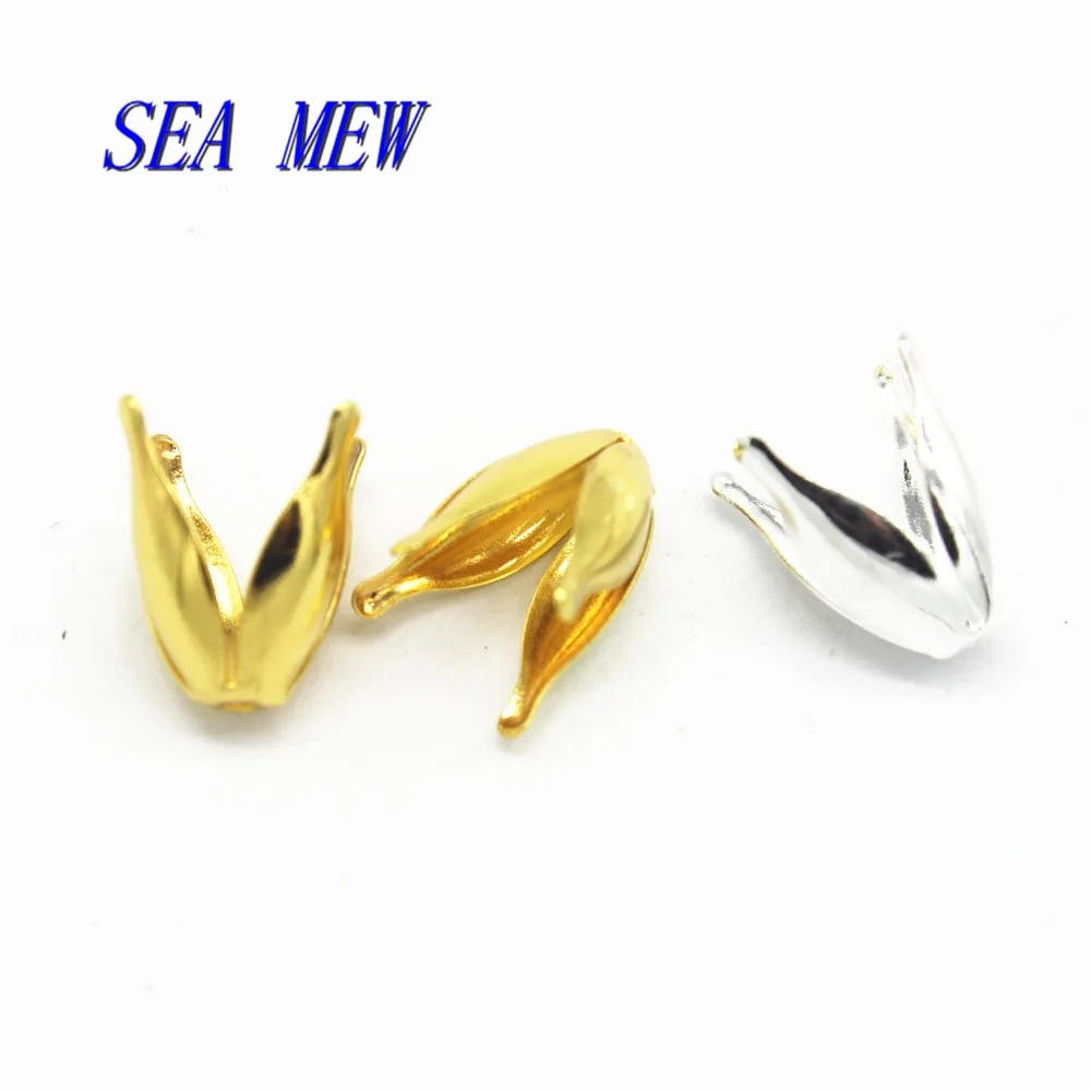 Металлические медные колпачки для бусин SEA MEW 10*13 мм золотого серебряного цвета